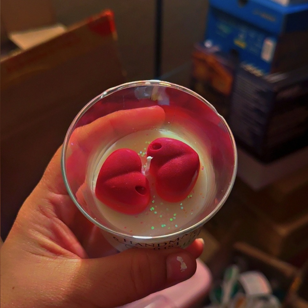Red Heart Candle with Glitter